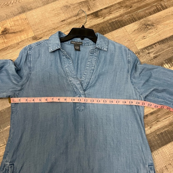 Chelsea & Theodore lightweight denim shirt dress with pockets sz L EUC - Picture 7 of 10